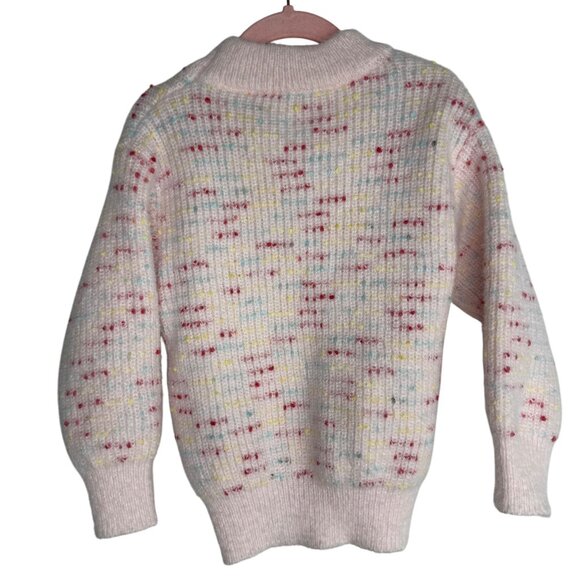 Toddler Girls 3T Pink Speckled Knit Sweater 3D Textured Heart Cozy Warm Soft - Picture 3 of 6